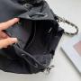 Japanese Nylon Shoulder Bag External Pocket Cool Girls Nylon Handbag Drawstring Design Women's Waterproof Bucket Bag