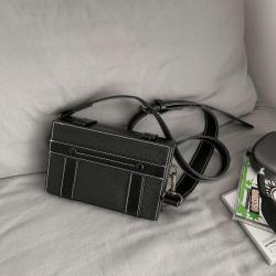 Men's Versatile One Shoulder Solid Color Horizontal Box Bag Fashion Phone Bag