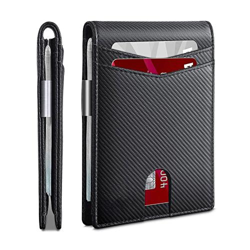 Minimalist leather money clip wallet holder slim men wallet rfid blocking clip wallets