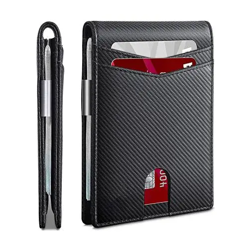 Minimalist leather money clip wallet holder slim men wallet rfid blocking clip wallets