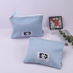 Custom Logo Printing Cotton Canvas Zipper Cosmetic Bag Organic Gift Makeup Canvas Pouch