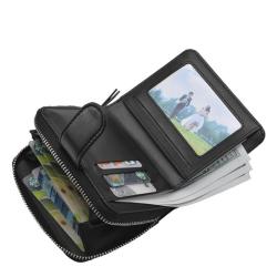 HR139 Men's Vintage Short Fashion Simple Key Wallets PU Zipper Multifunctional Leather Billfold ID Card Coins Money Father Purse