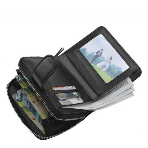 HR139 Men's Vintage Short Fashion Simple Key Wallets PU Zipper Multifunctional Leather Billfold ID Card Coins Money Father Purse