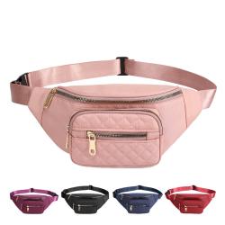 Ladies Designer Bags 3 in 1 Hands-free Wallets Nylon Waist Pack Phone Purse  Multi- Zipper Thread Lattice Cross-body Fanny Pack