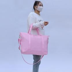 Keymay Popular High Quality Fast Shipping Bright Color Large Capacity Waterproof Nylon Travel Tote Bag Woman Handbag Pink Tote