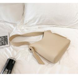 Wholesale pu solid color women bucket bag ladies shoulder crossbody handbags leather hand bags
