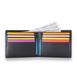 Rfid blocking vintage black men wallet high quality genuine leather wallet
