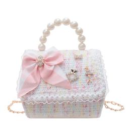 KB024 Hot Selling Shoulder Bags For Kids 2023 Children Fashion Bags Lovely Pearl Chain Purses Cartoon Princess Messenger Bags
