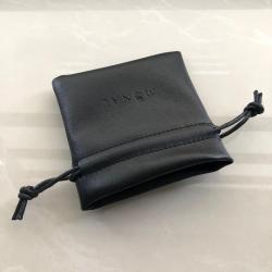 Trendy Soft Black Faux Drawstring Pouch For Earring