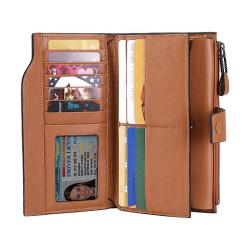 Trendy premium eco cowhide genuine leather rfid women purse wallet natural leather women wallet purse