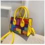 2022 Colorful Tote Bag with Zipper Closure for Lady Fashion Women Handbags PU Leather Cross Body Purse