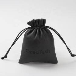 Custom Logo Luxury Matt Leather Drawstring Pouch Small Leather Gift Packing Bag