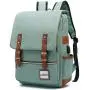 Custom Slim Business Backpack Multi Functional Vintage Canvas Flap Backpack Buckle Decor Laptop Daypack