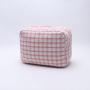 Keymay New Arrival Fashion Plaid Zipper Bag Beauty Organizer Pouch Travel makeup Bag Checkered Cosmetic Bag