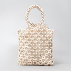 Designer Gridding Women Handbags Wooden Bead Purse Ladies Casual Shoulder Handbags Bucket Clutch Bag For Wholesale