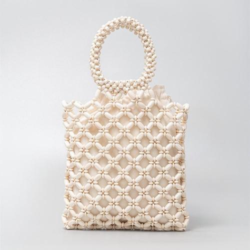 Designer Gridding Women Handbags Wooden Bead Purse Ladies Casual Shoulder Handbags Bucket Clutch Bag For Wholesale