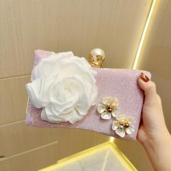 Niche Ladies party pearls flower clutch bag purses women's dress clutch bag evening bags with chain dinner clutch handbags