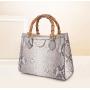 2024 Fashion Design Snake Leather Shoulder Crossbody Bags For Women Luxury Bamboo Handle Hand Bag Ladies Handbags