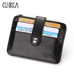 CUIKCA Women Men Wallet Unisex Leather Slim Wallet Zipper Hasp Wallet Coin Purse ID Credit Card Holder Card Cases