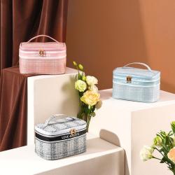 OEM Plaid Pattern Organizer Makeup Bag Large Capacity Travel Toiletry Storage Beauty Cosmetic Bags