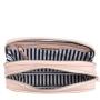 Premium Double Compartments Metal Zipper Stripes Cotton interior Fashion Women Makeup Bag Cosmetic