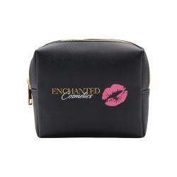 Custom Eco Saffiano PU leather Cosmetic Bag Small Zipper Pouch Travel Make Up Bag Organizer