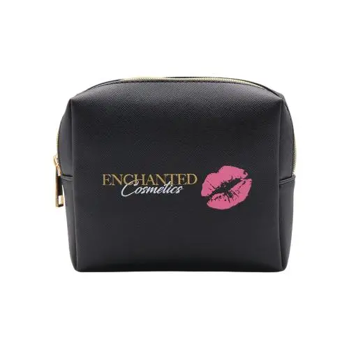 Custom Eco Saffiano PU leather Cosmetic Bag Small Zipper Pouch Travel Make Up Bag Organizer