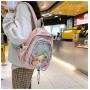nylon Cute backpack with doll Custom Design Women Girls PU Leather Clear window Display School Backpack Ita Bags