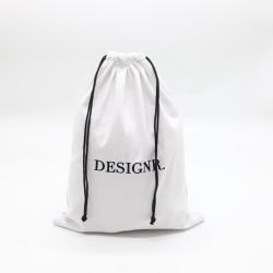 Custom Logo Printed Twill Cotton Drawstring Clothing Packaging Bag White Black Cotton Twill Gift Dust Bag