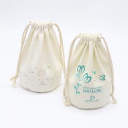 Reusable Custom LogoRound Bottom Natural Canvas Drawstring Wine Gift Packaging Bag Thick Cotton Canvas Candle Wine Pouch