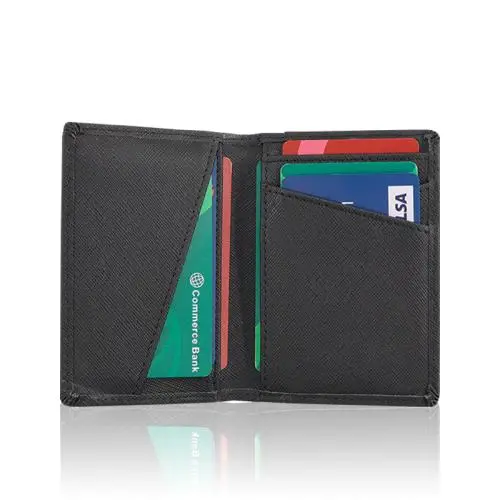 Wholesale Bifold Card Holder Wallet Business Saffiano Leather RFID Credit Card Holder