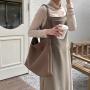 2024 Autumn Large Capacity Tote Bag Retro Soft Leather Messenger Bag High Quality PU Leather Shopping Bag