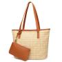 High Quality Designer Tote Handbags Handmade Natural Rattan Straw Beach Bags Ladies Fashionable PU Leather Custom Logo Polyester