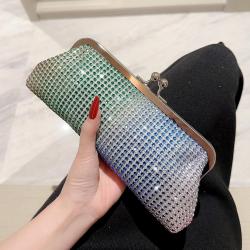 factory price Luxury Hand pink gradient  Diamond Evening Bag Clutch bag Women'S Wedding crystal purse bags sac tendance 2024
