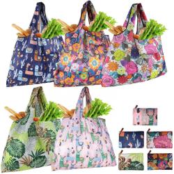 Custom Logo Printed Reusable Eco Friendly Waterproof Foldable Polyester Grocery Shopping Tote Shoulder Bag For Travel Beach