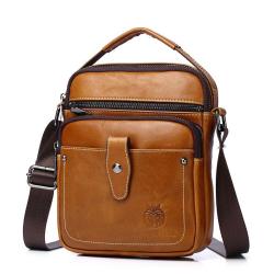 XL295 Genuine Leather Men's Shoulder Bag Multi-layer Large Capacity Messenger Bag Wear-resistant Durable Bag First Layer Cowhide