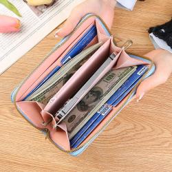 New Long Zipper Clutch Enlarged Cell Phone Bag Embossed Design Large Banknote Clip Simple Women's Wallet Purse