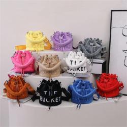 New Arrival Fall And Winter Velvet Letter Embroidery Women's Bucket Bags Fur Fluffy Women's Crossbody Bag