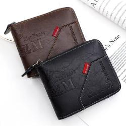 ZR941 Men's Short Wallet Retro Pu Wallet Horizontal Square ID Card Holder Purse Casual Business Coin Wallet Father's Day Gift