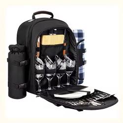 Customized Outdoor Food Grade Big Separate Compartment Picnic Basket Set Portable Family Thermos Picnic Backpack with Mat