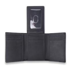 Birthday gift men wallet genuine leather RFID trifold leather wallet with ID window flip