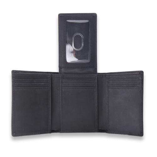 Birthday gift men wallet genuine leather RFID trifold leather wallet with ID window flip