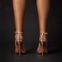 Sandalias De Tacon Fashion Design Women Metal Chain Sexy High Heels Pointy Toe Stiletto Heel Ankle Strap Sandals For Ladies