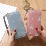 ZR754 Women's Wallet Long Handbag PU Double-layer Zipper Coins Wallet Purse Stylish Contrast Color Mobile Phone Bag Card Holder