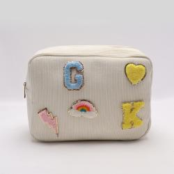 Low MOQ New Fashion Women Make Up Pouch Portable Travel Zipper Storage Toiletry Bag Corduroy Cosmetic Bag