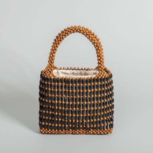 Summer Designer Women Handbags Wooden Bead Purse Ladies Casual Shoulder Crossbody Handbags Bucket Clutch Bag Wholesale