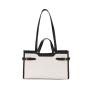 Fashion Contrast Color Handheld Large Bags for Women Briefcase Tote Bag Single Shoulder Cotton Linen PU Polyester OEM Square