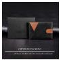 Hot sales minimalist leather front pocket wallet money clip leather RFID slim money clip wallet