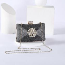 Shiny Flower Rhinestone Portable Evening Bag Mature Style Wedding Dress Up Female Crystal Evening Bags NE547