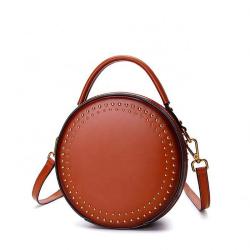 New Messenger Bag Women's Cowhide Retro Rivet Shoulder Bag Casual Ladies Bag